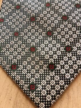 Vtg Meeting Street Tie Italian 100% Silk Preppy Grandpacore Geometric Green Red